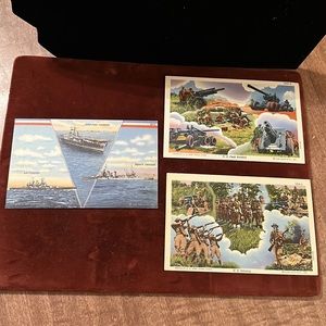 3 Vintage U.S. Army/Action Series Postcards Unused